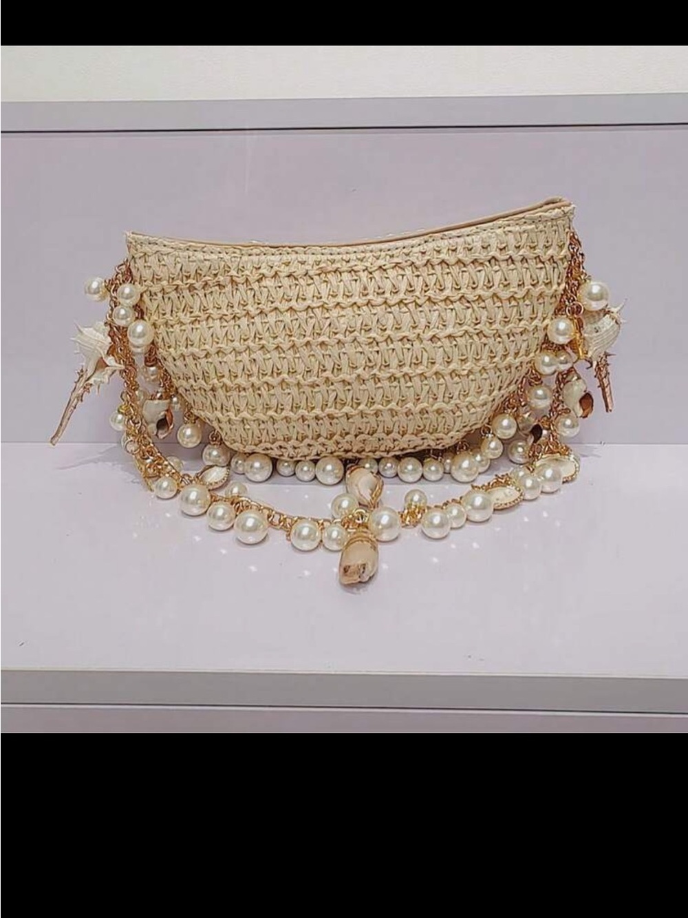 Woven Pearl and Shell Shoulder Bag - Picture 3 of 4